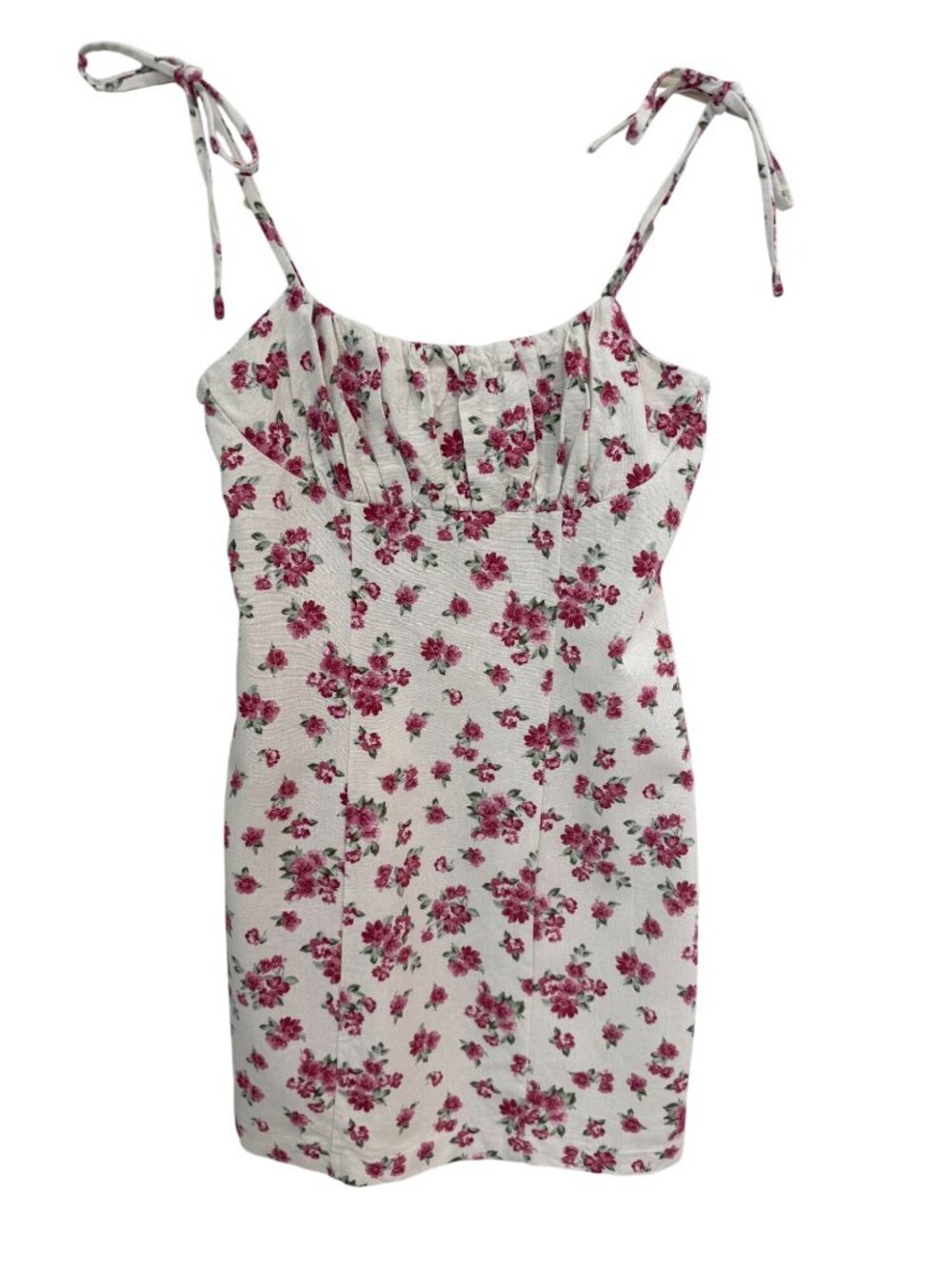 Monteau Los Angeles Floral Mini Dress Linen Blend Womens XS
